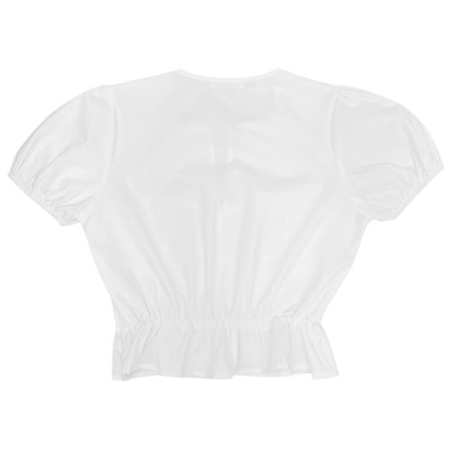 Blusa cropped blanca sólida para mujer