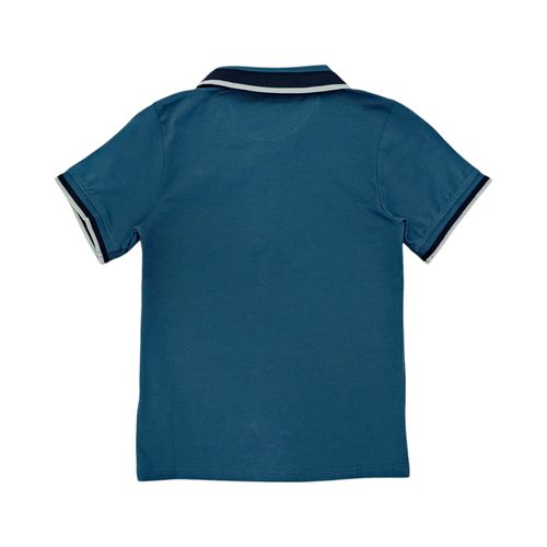 Camisa tipo polo azul sólida
