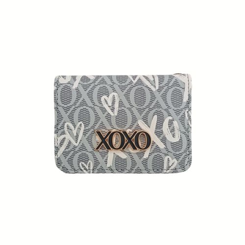 Billetera trifold gris estampada para mujer