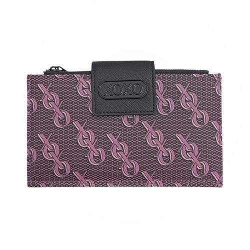Billetera bifold morado estampada para mujer