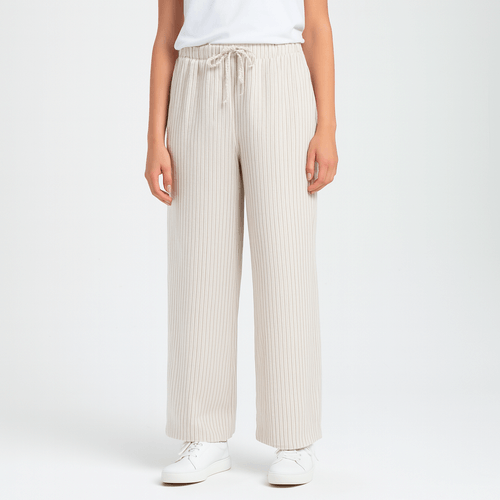 Wide leg blanco rayado para mujer