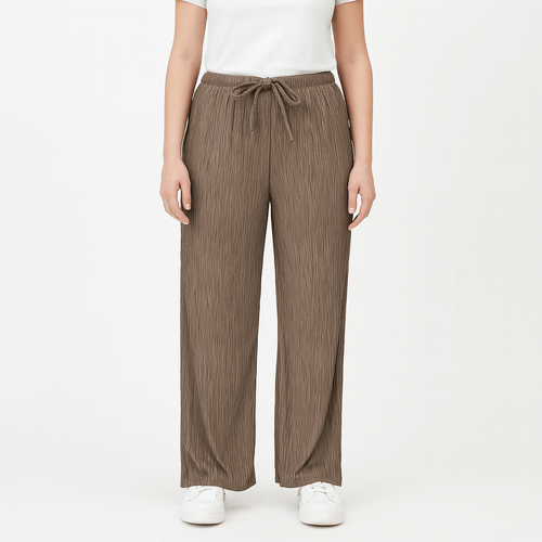 Pantalón plisado café para mujer
