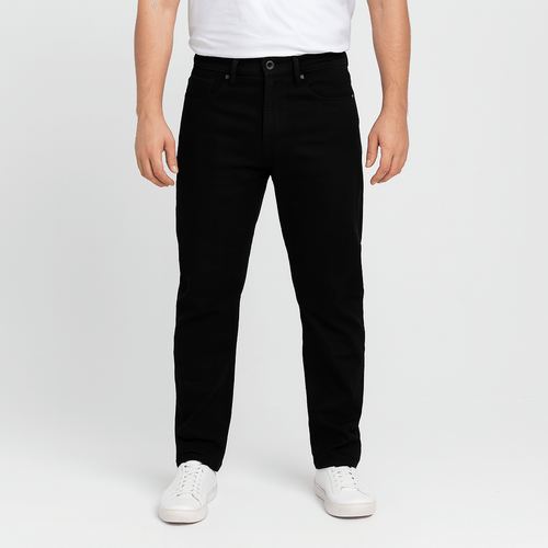 Straight jeans negro sólido para hombre
