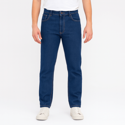 Straight jeans azul sólido para hombre