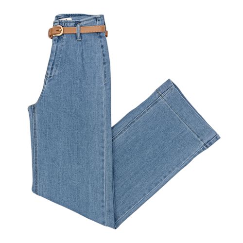 Wide leg jeans azul lavado para mujer