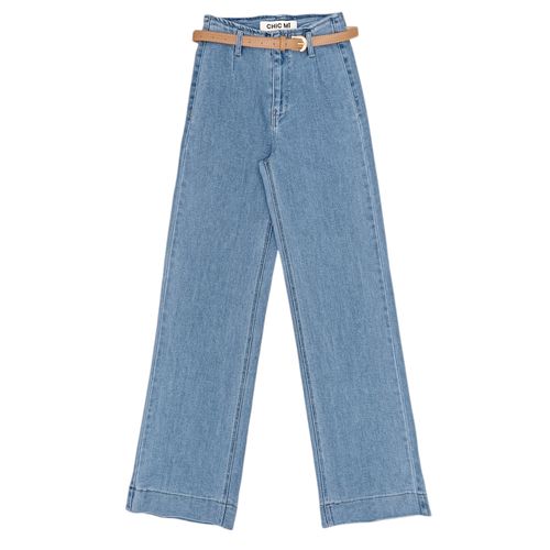 Wide leg jeans azul lavado para mujer