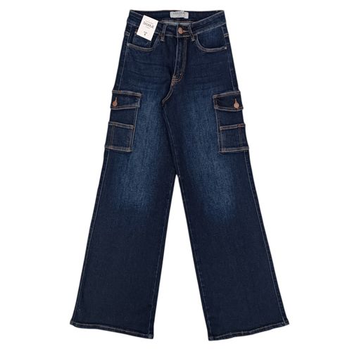Wide leg jeans navy lavado para mujer