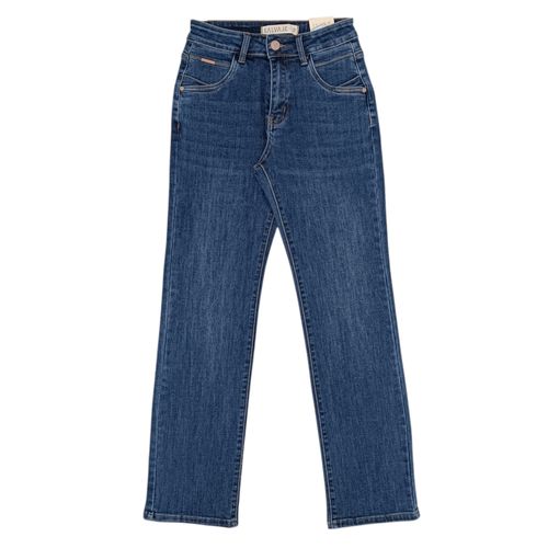 Straight jeans azul sólido para mujer