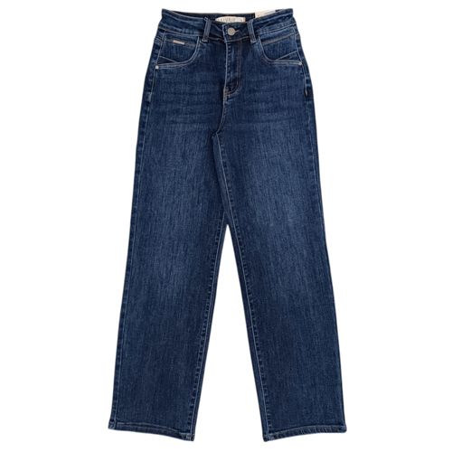 Straight jeans azul sólido para mujer
