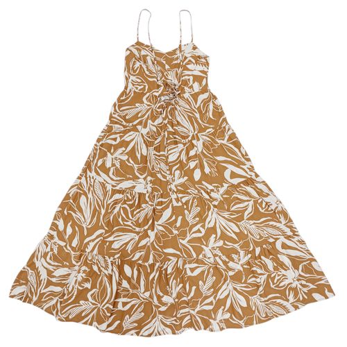 Vestido midi caqui para mujer