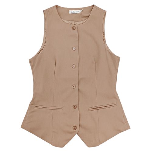 Chaleco beige sólido para mujer