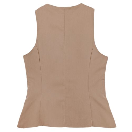 Chaleco beige sólido para mujer