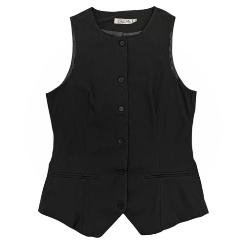 Chaleco negro sólido para mujer