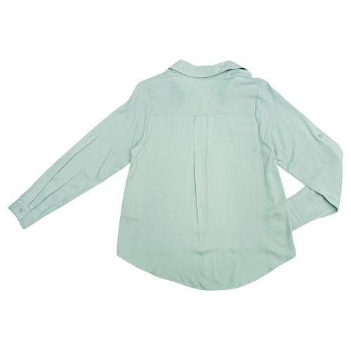 Blusa celeste sólida manga 3/4 para mujer