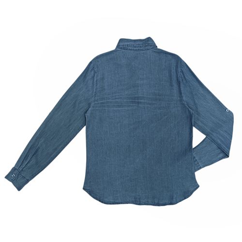 Blusa azul sólida para mujer