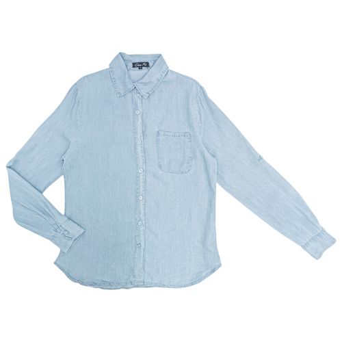 Blusa celeste sólida para mujer
