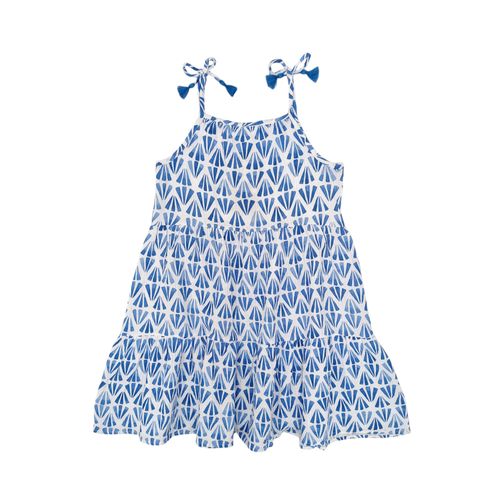 Vestido bicolor estampado para niña