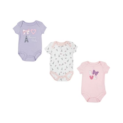 Set de 3 mamelucos estampados para bebé niña