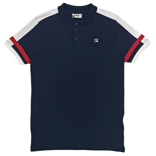 Camisa tipo polo azul sólida para hombre