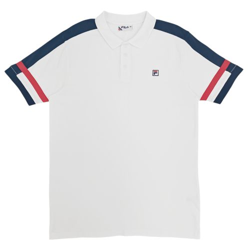 Camisa tipo polo blanco sólida para hombre