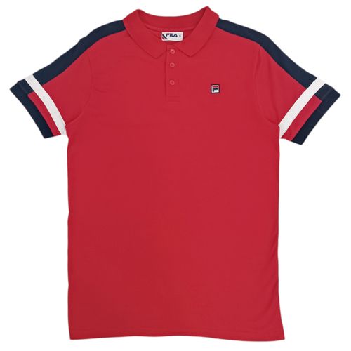 Camisa tipo polo roja sólida para hombre
