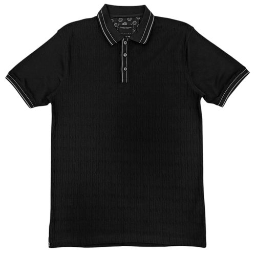 Camisa tipo polo negra sólida para hombre