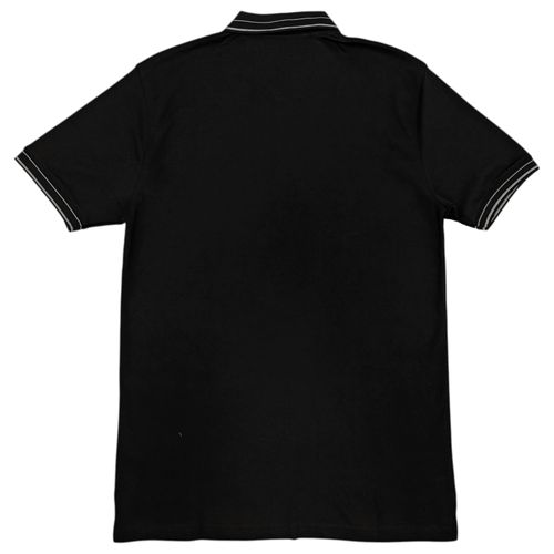 Camisa tipo polo negra sólida para hombre
