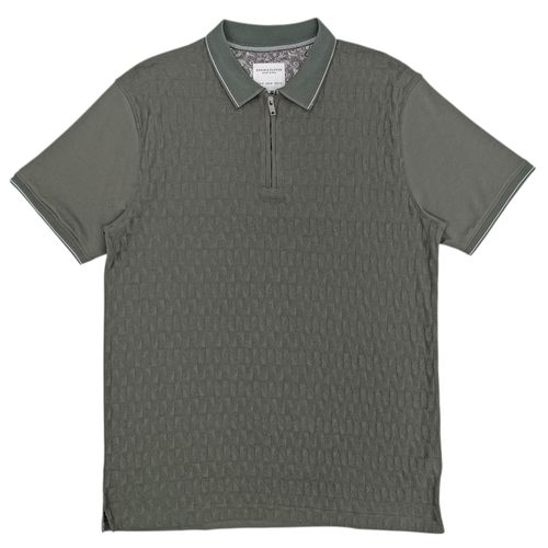 Camisa tipo polo con textura gris para hombre