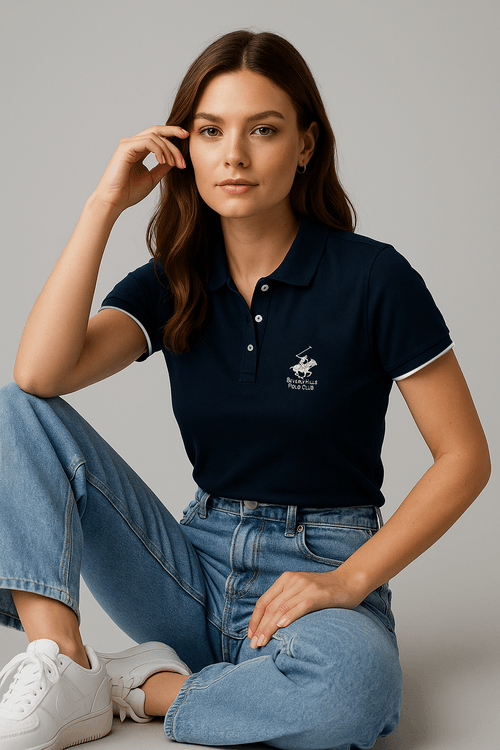 Blusa tipo Polo bordada para mujer