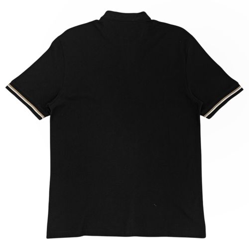 Camisa tipo polo negra sólida para hombre