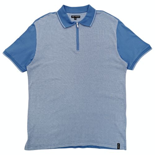 Camisa tipo polo celeste sólida para hombre