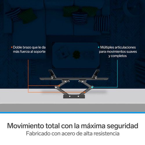 Soporte fijo para TV doble brazo articulado de 32" a 83" pulgadas