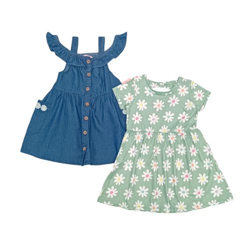 Set de 2 vestidos bicolor para niña