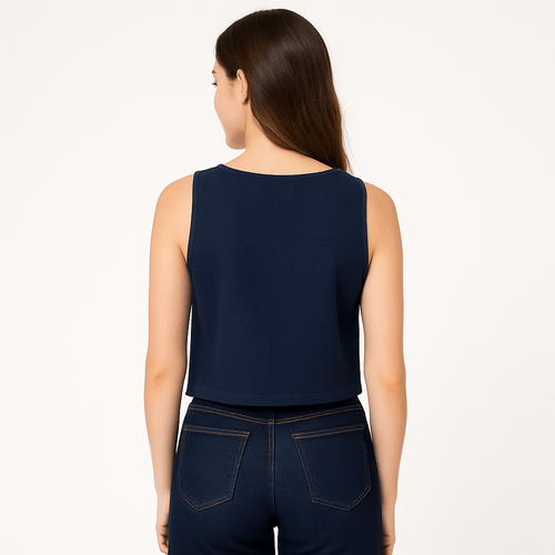 Blusa cropped sólida para mujer