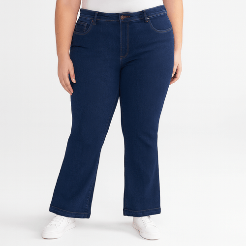 Flare jeans curvy sólido para mujer