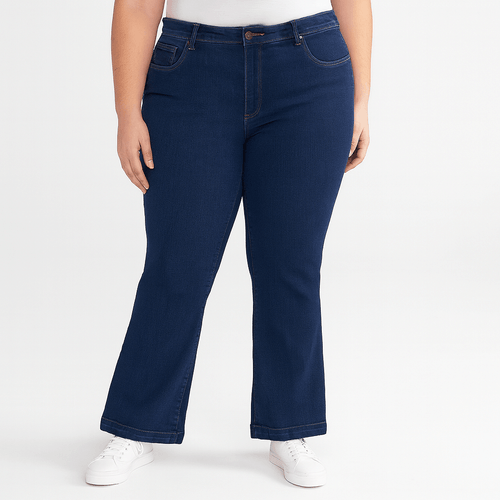 Flare jeans curvy sólido para mujer
