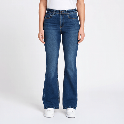 Flare jeans azul lavado para mujer