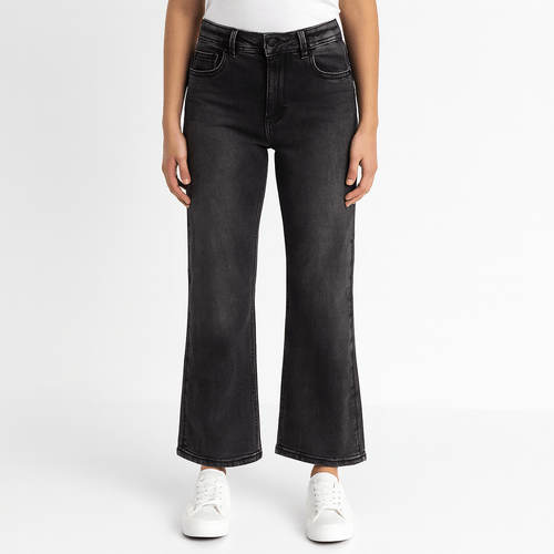 Wide leg jeans gris lavado para mujer