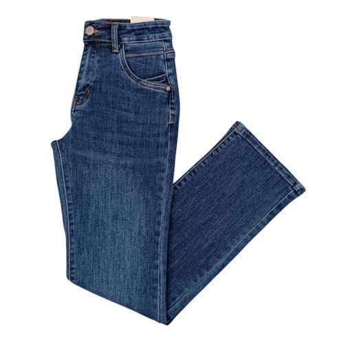 Straight jeans azul sólido para mujer