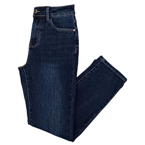 Straight jeans azul sólido para mujer