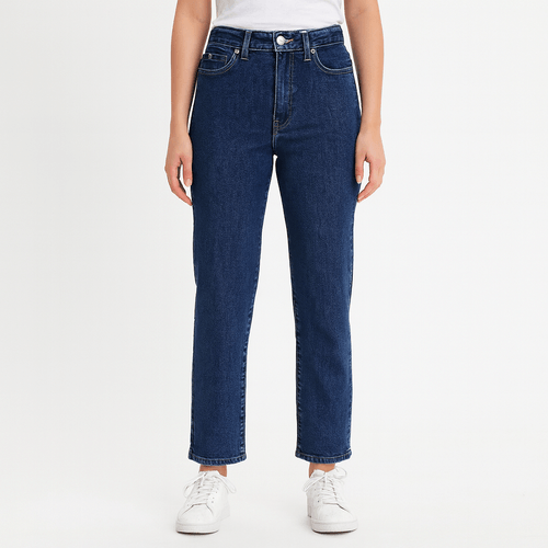 Slim jeans azul sólido para mujer