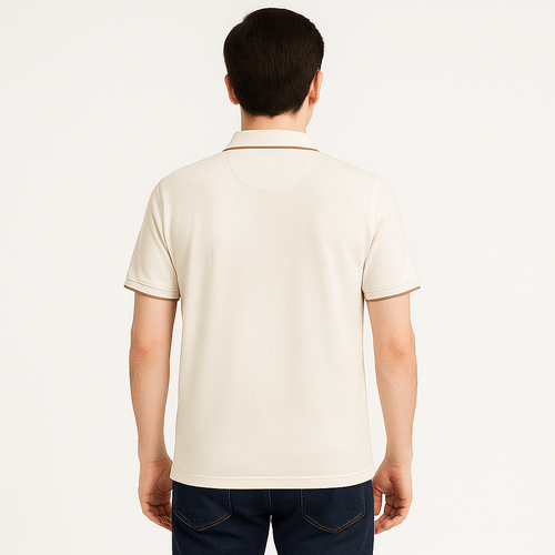 Camisa tipo polo blanca sólida para hombre