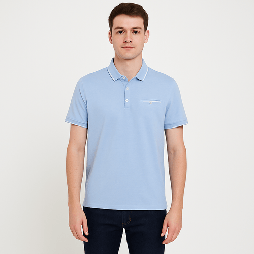 Camisa tipo polo celeste para hombre