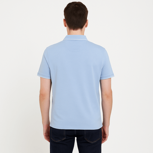 Camisa tipo polo celeste para hombre