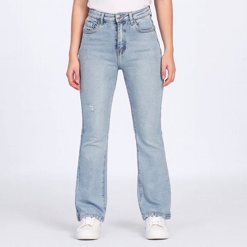 Flare jeans azul lavado para mujer