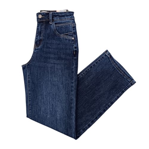 Straight jeans azul sólido para mujer