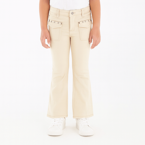 Flare jeans beige para niña