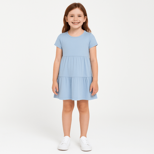 Vestido de vuelo sólido para niña