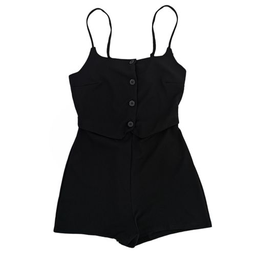 Romper negro casual de tirantes para mujer