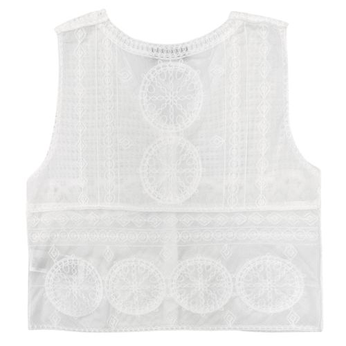 Blusa blanca tipo chaleco escote V de encaje para mujer